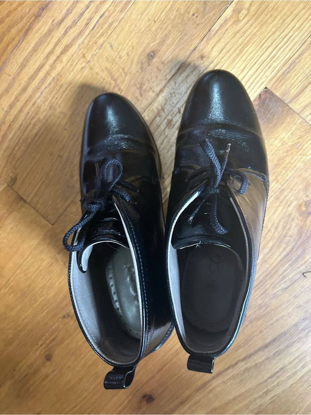 Ecco Women’s Lace Up Heeled Ankle Booties Size 39/8.5M Black Crinkled Leather